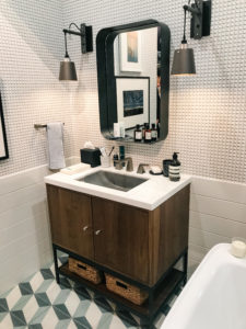 modern vanity with sconces